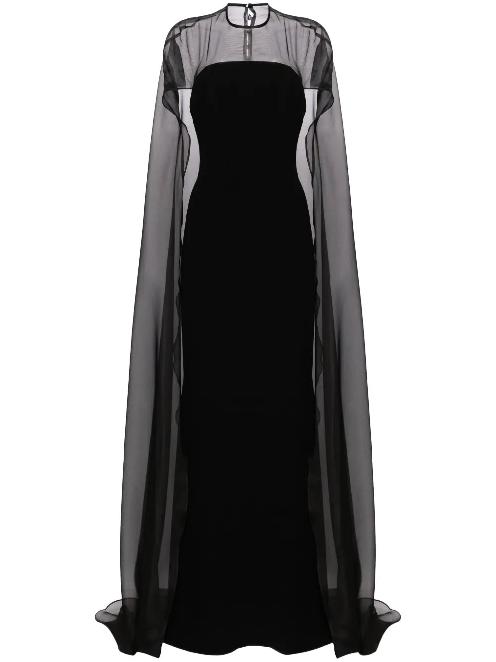Cape-Overlay Silk Gown