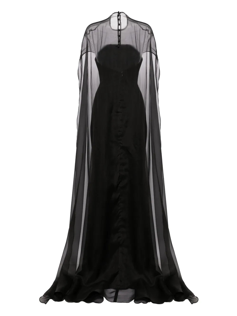 Cape-Overlay Silk Gown
