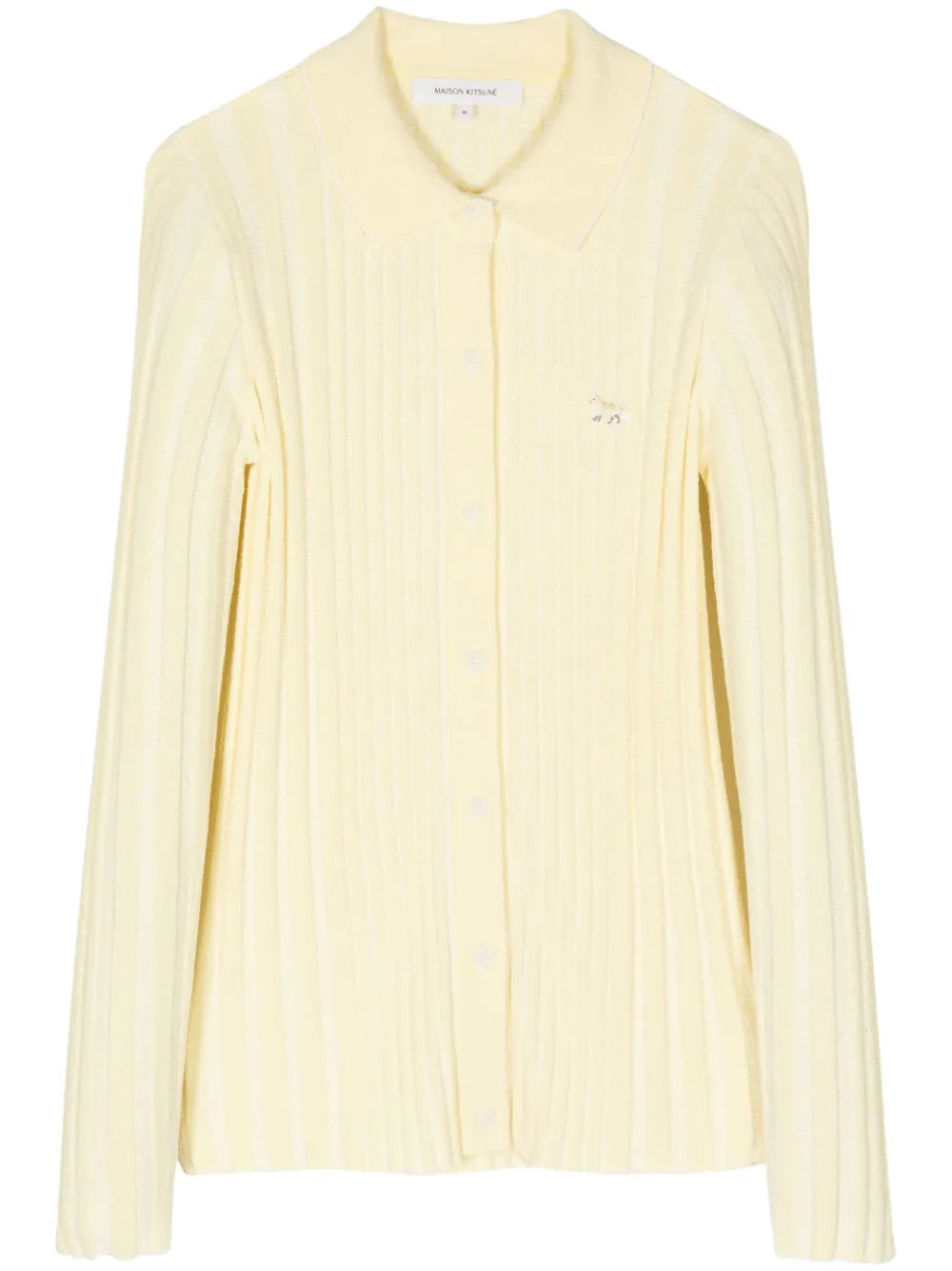 Baby Fox-Embroidered Ribbed Cardigan