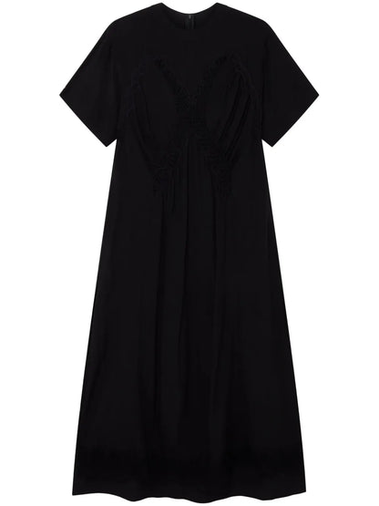Lace-Detail Silk Maxi Dress