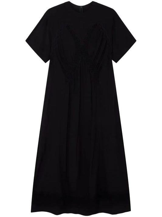 Lace-Detail Silk Maxi Dress