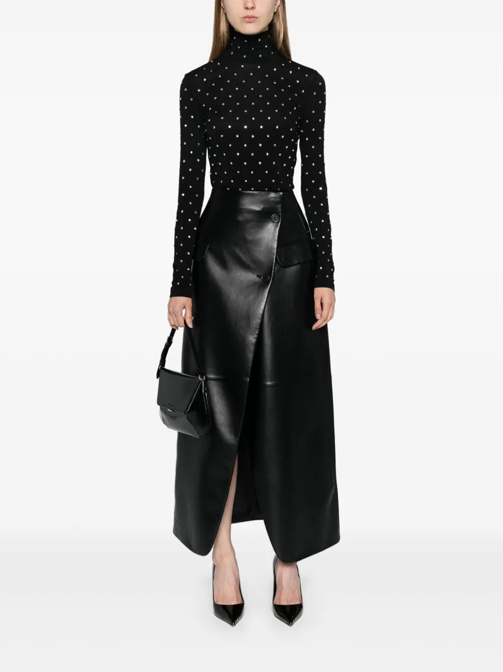 Gem-Embellished High-Neck Top