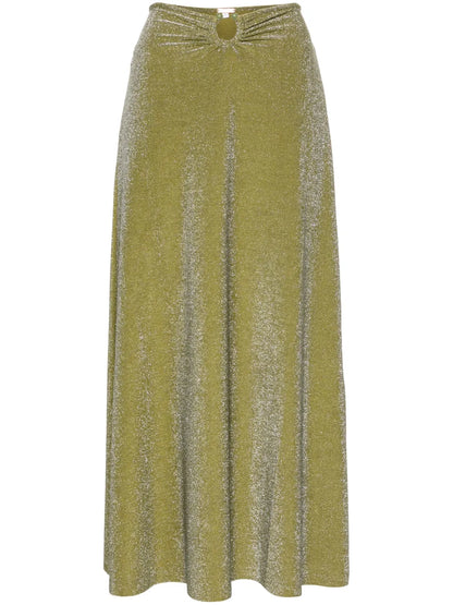 Ring-Detail Lurex Midi Skirt