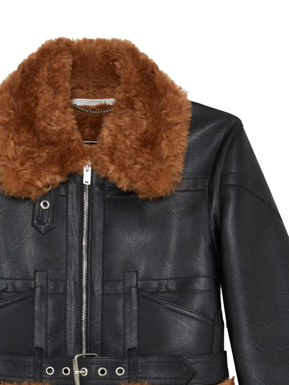Faux Fur-Trim Zip-Up Aviator Jacket