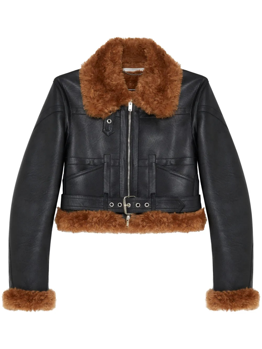 Faux Fur-Trim Zip-Up Aviator Jacket