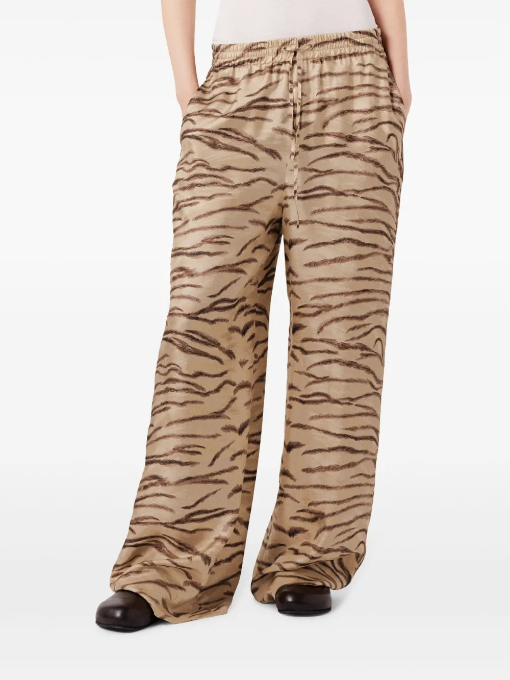 Tiger-Print Organic Silk Trousers