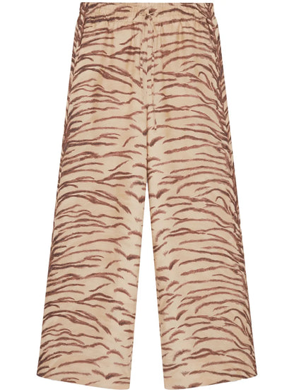 Tiger-Print Organic Silk Trousers