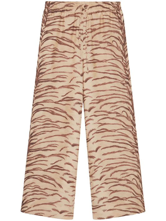 Tiger-Print Organic Silk Trousers