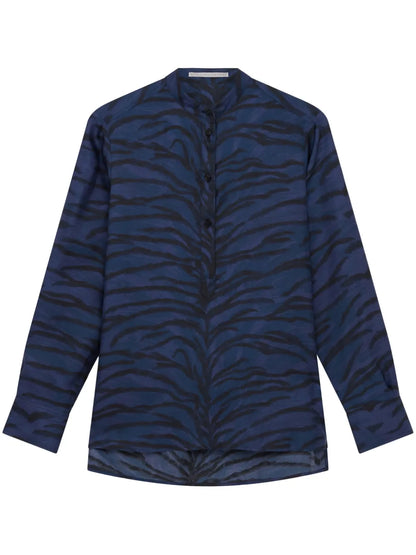Tiger-Print Silk Shirt