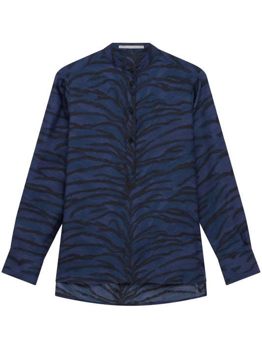 Tiger-Print Silk Shirt