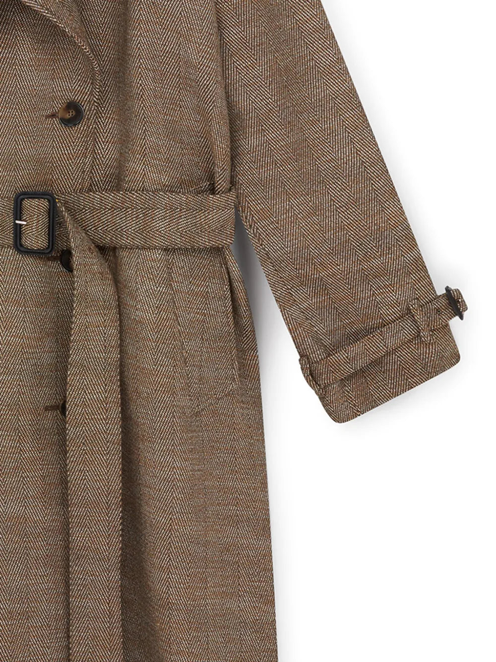 Herringbone Wool Trench Coat