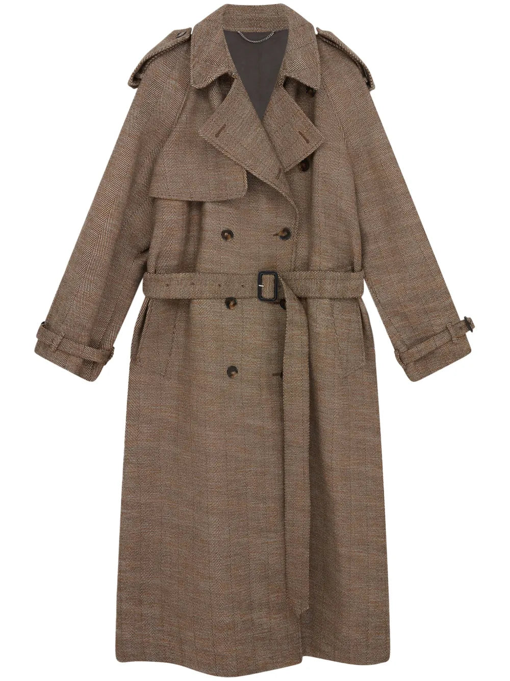 Herringbone Wool Trench Coat