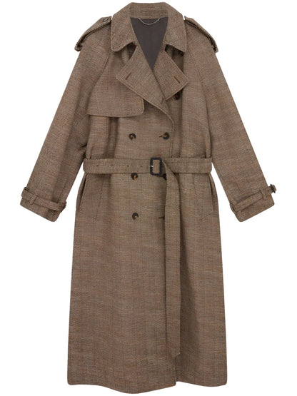Herringbone Wool Trench Coat