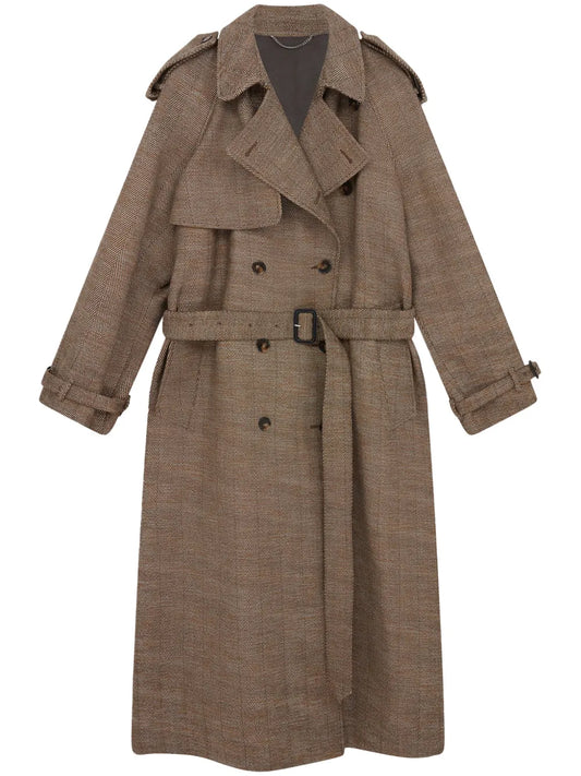 Herringbone Wool Trench Coat
