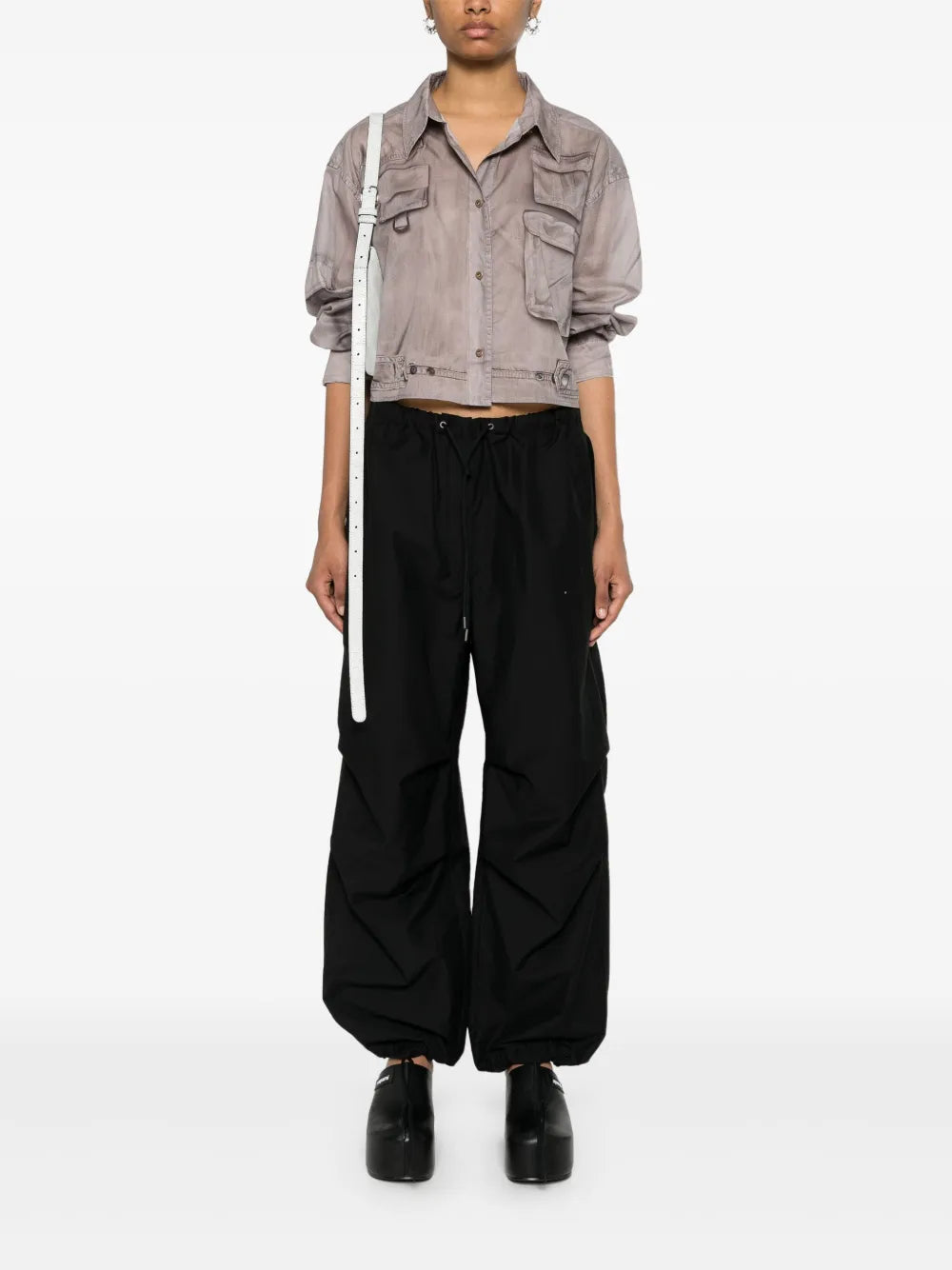 Embroidered-Logo Wide-Leg Trousers