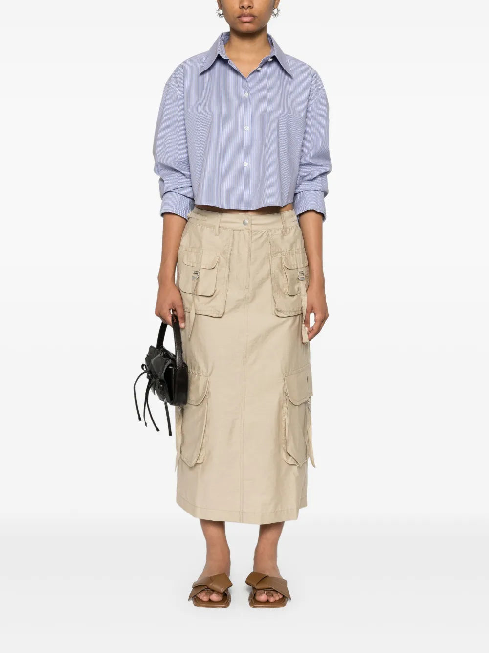 Striped Cropped Cotton Shirt