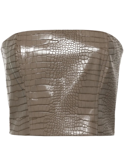 Crocodile-Embossed Crop Top