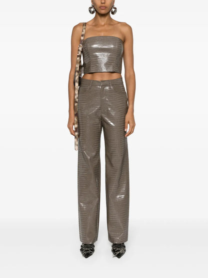 Crocodile-Embossed Crop Top