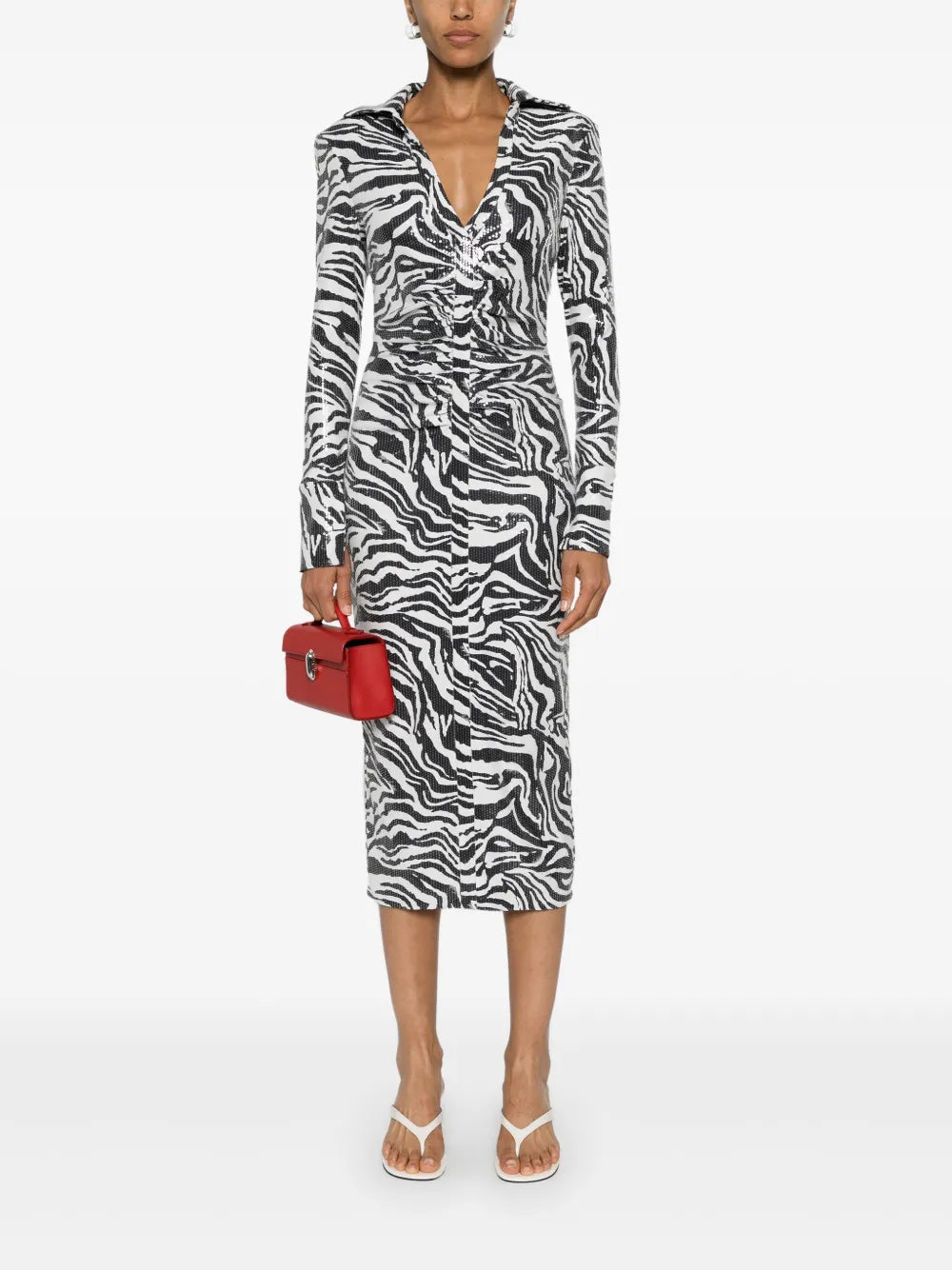 Zebra-Print Sequinned Dress