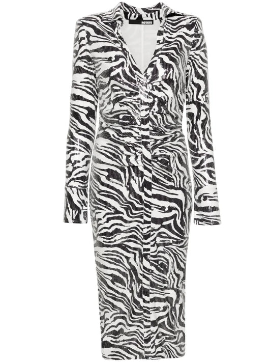 Zebra-Print Sequinned Dress