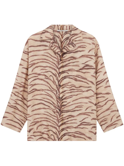 Tiger-Print Silk Pajama Shirt