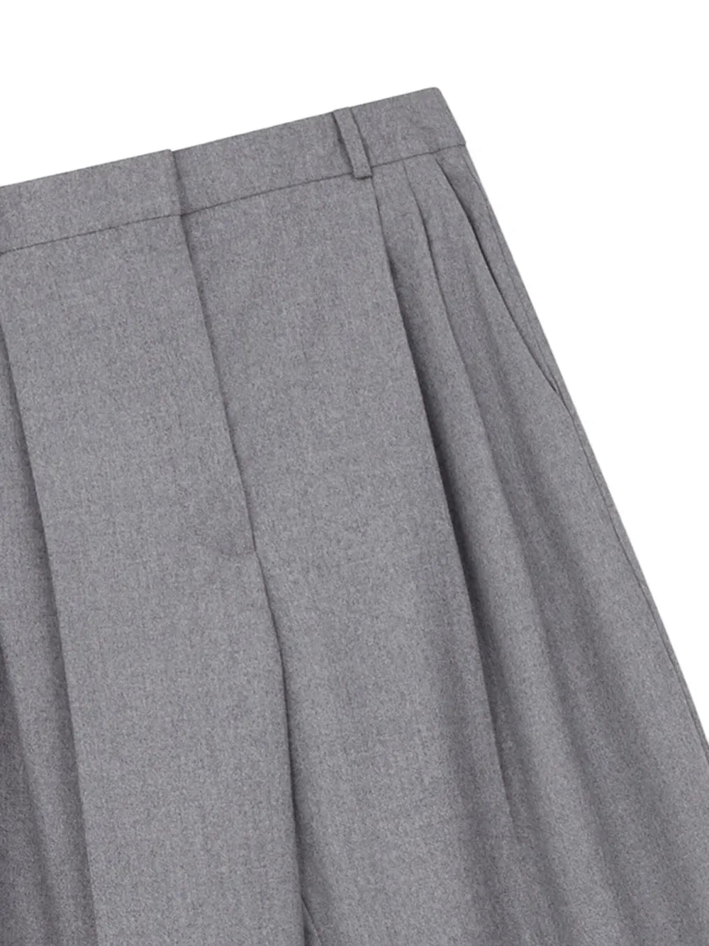 Flannel Cropped Pleated Trousers