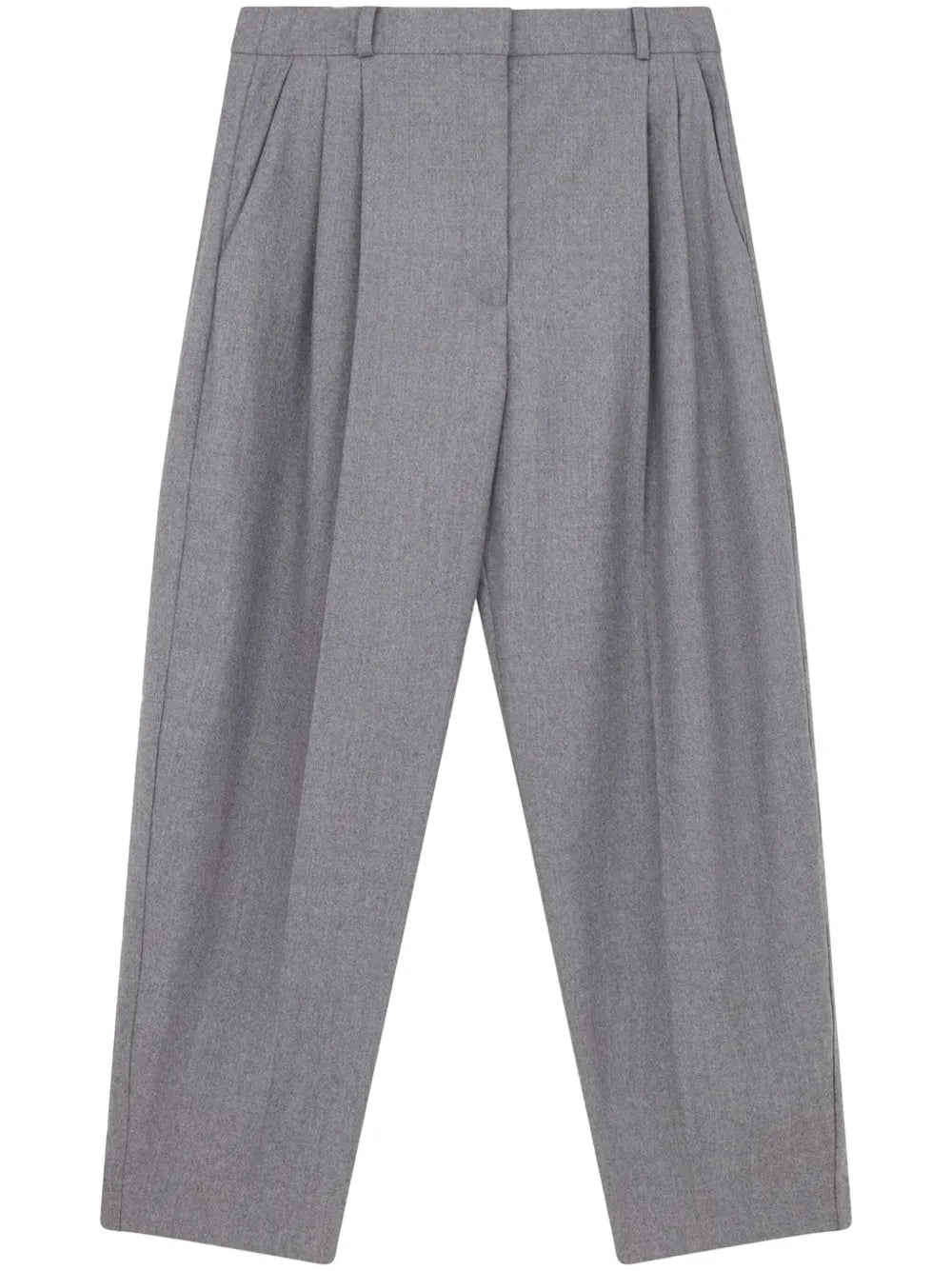 Flannel Cropped Pleated Trousers