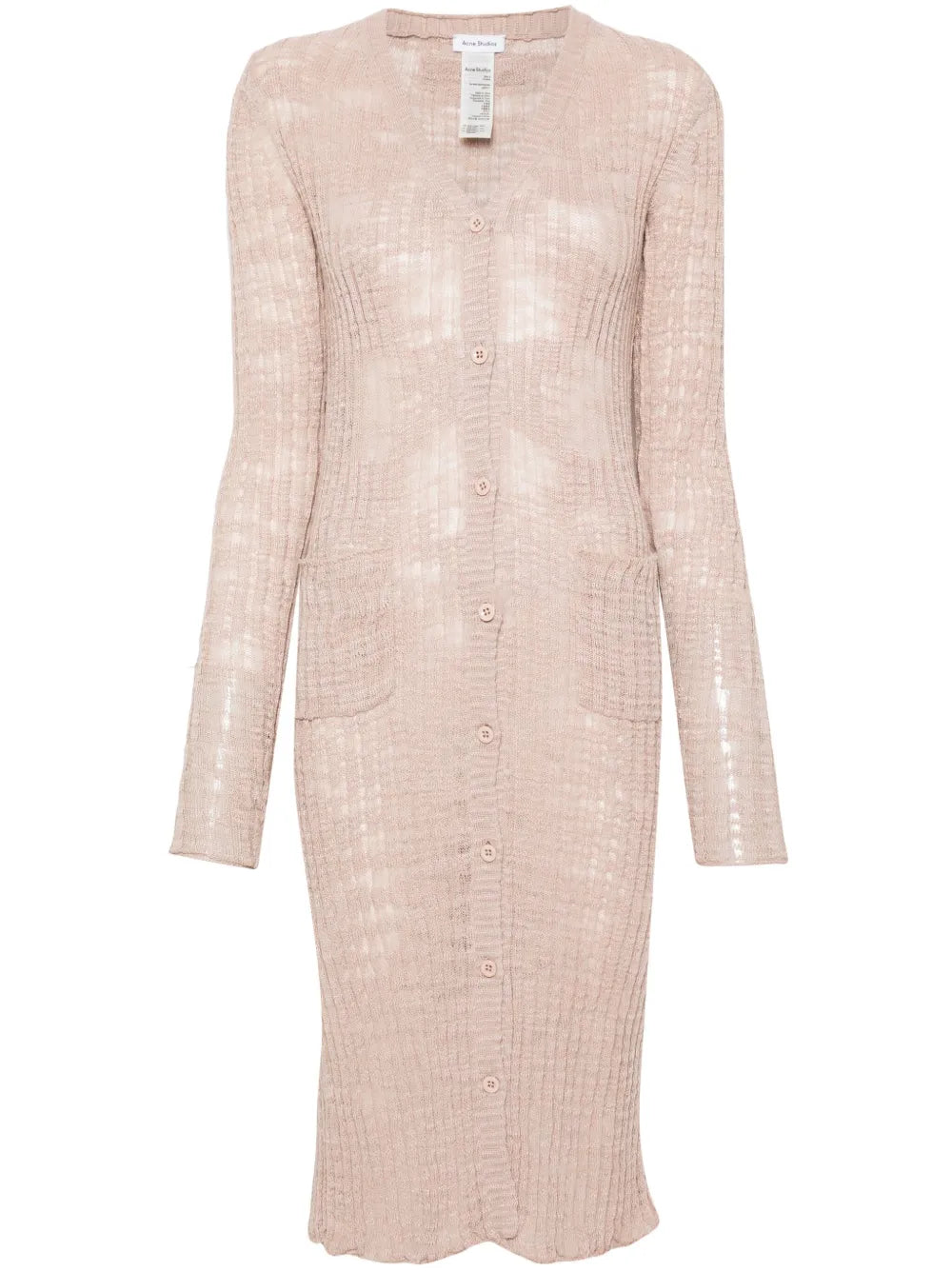 Semi-Sheer Panel Ribbed-Knit Cardigan