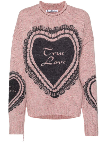 Heart-Print Chunky-Knit Jumper