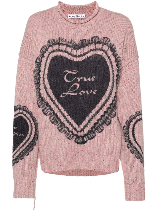 Heart-Print Chunky-Knit Jumper