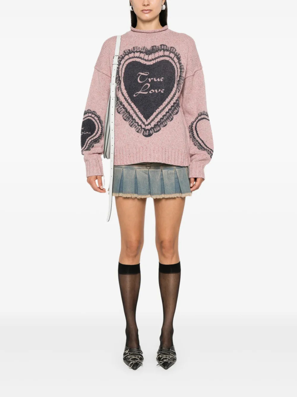 Heart-Print Chunky-Knit Jumper