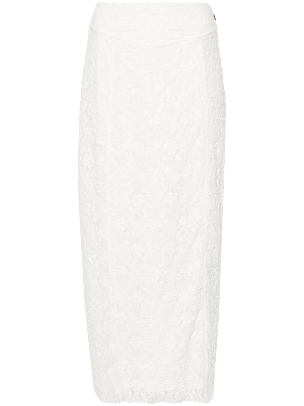 Floral-Lace Mesh Maxi Skirt