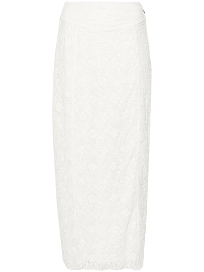 Floral-Lace Mesh Maxi Skirt