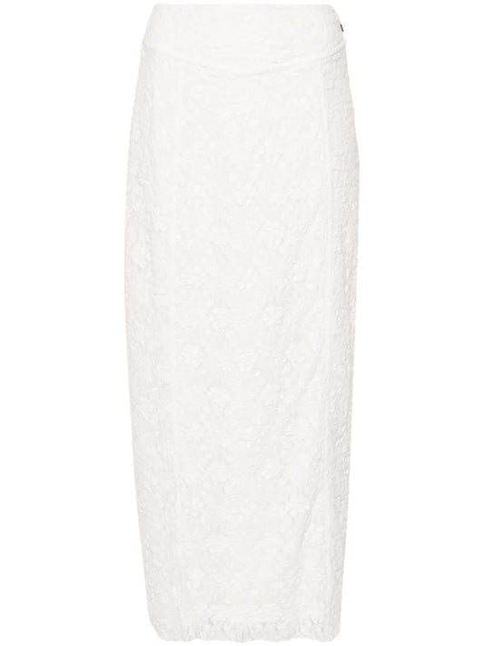 Floral-Lace Mesh Maxi Skirt