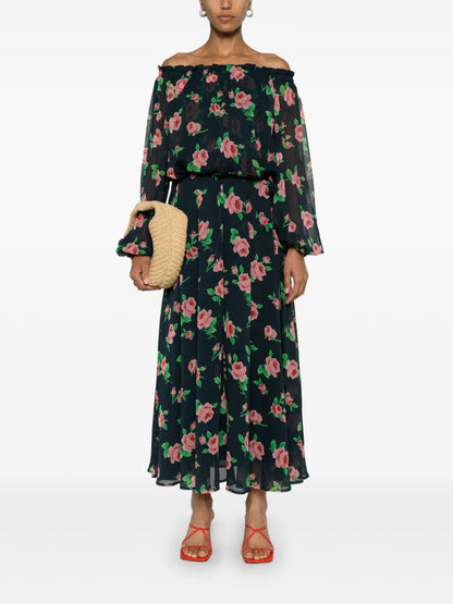 Floral-Print Chiffon Maxi Dress