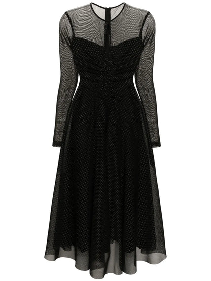 Studded Flared Midi Dress