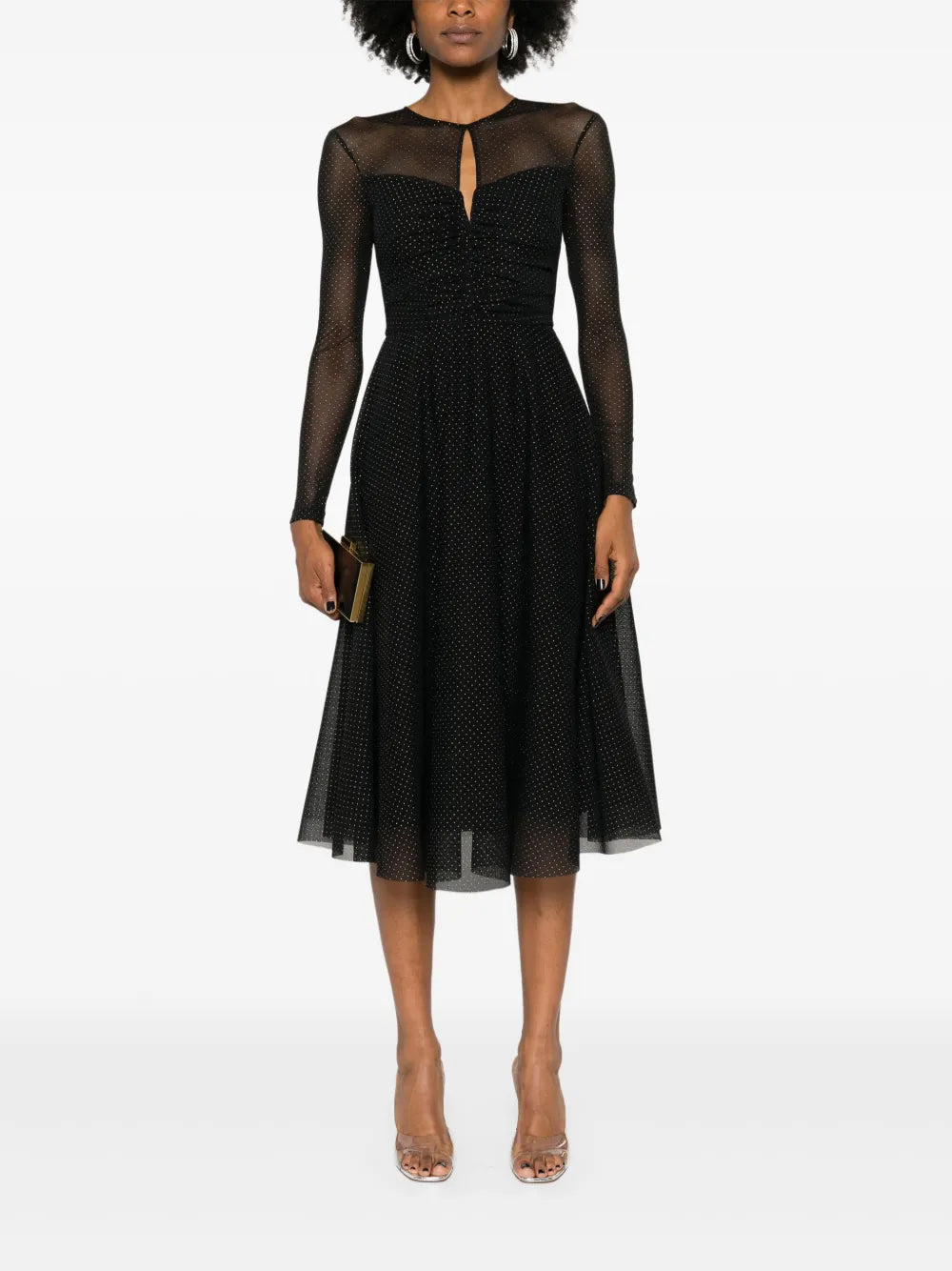 Studded Flared Midi Dress