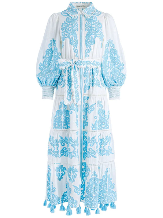 Shira Floral-Embroidered Shirtdress