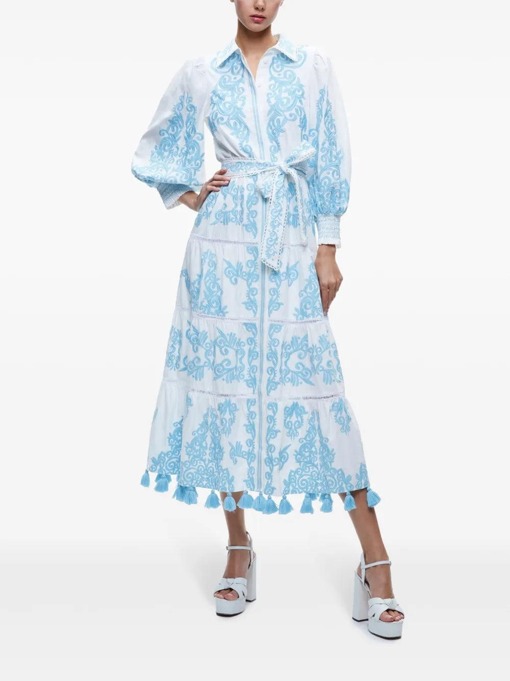Shira Floral-Embroidered Shirtdress