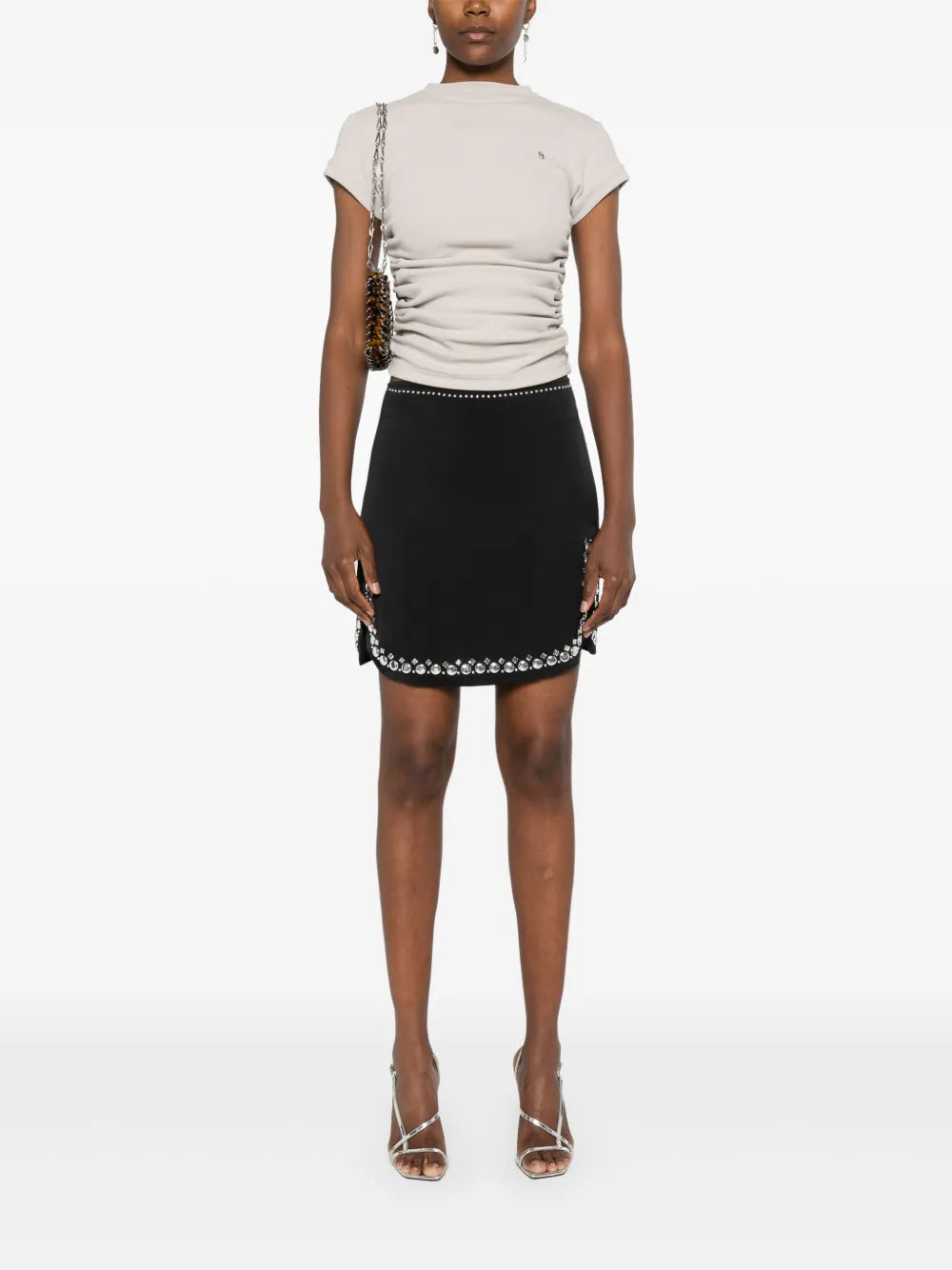Studded-Hem Mini Skirt