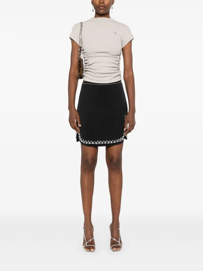 Studded-Hem Mini Skirt