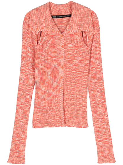 Rozy Cut-Out Ribbed-Knit Cardigan