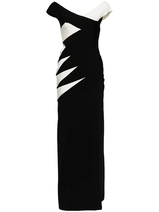 Off-Shoulder Panelled Gown