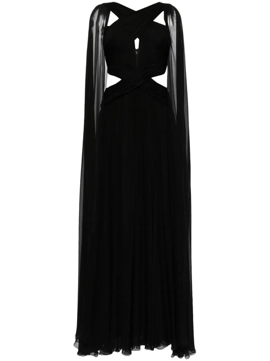 Silk-Chiffon Cape Gown