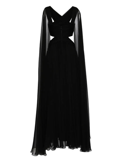 Silk-Chiffon Cape Gown