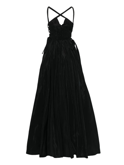 Cross-Strap Taffeta Gown