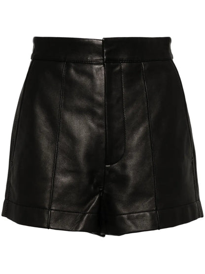 High-Waisted Leather Shorts