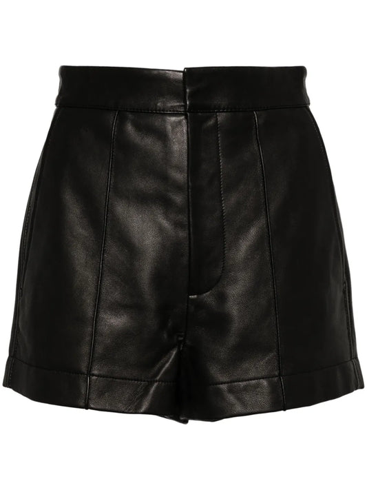 High-Waisted Leather Shorts