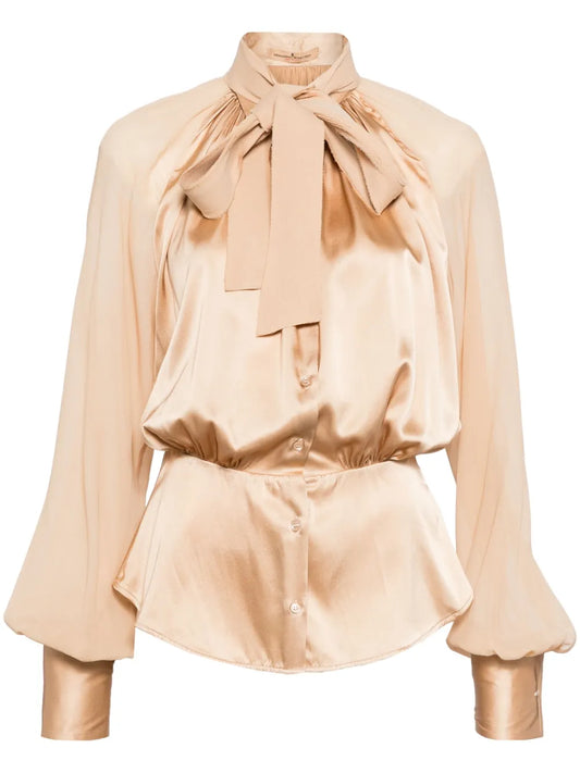 Puff-Sleeves Buttoned Shirt