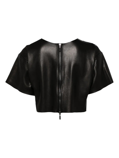 Cropped Leather T-Shirt